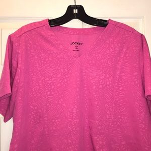Solid pink short sleeve scrub top
